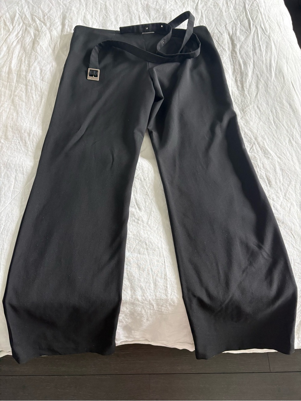 Dirk Bikkembergs Black Wool Trousers with Waist Tie